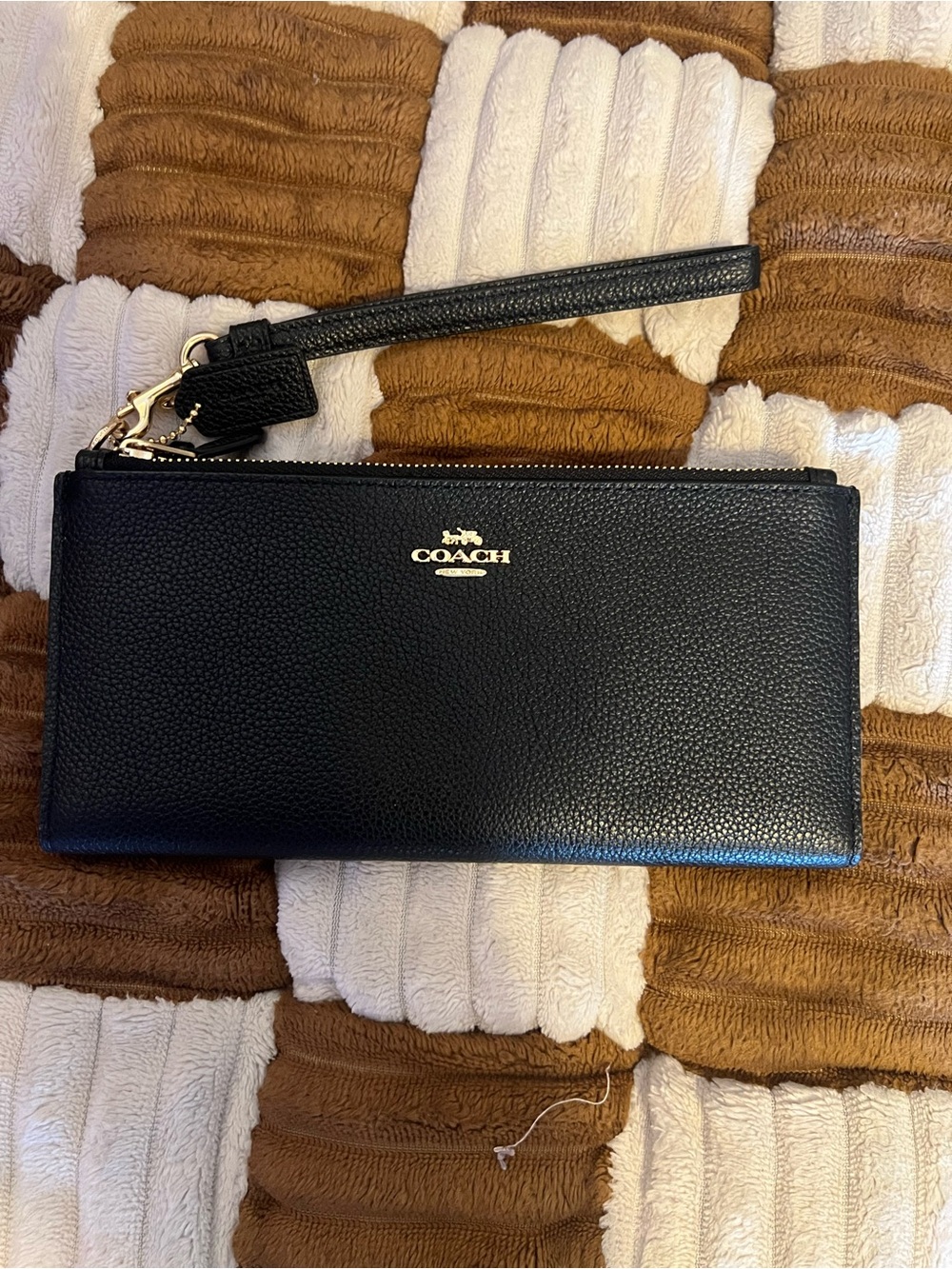 Coach Double Zip Black Leather Wallet NWTS!